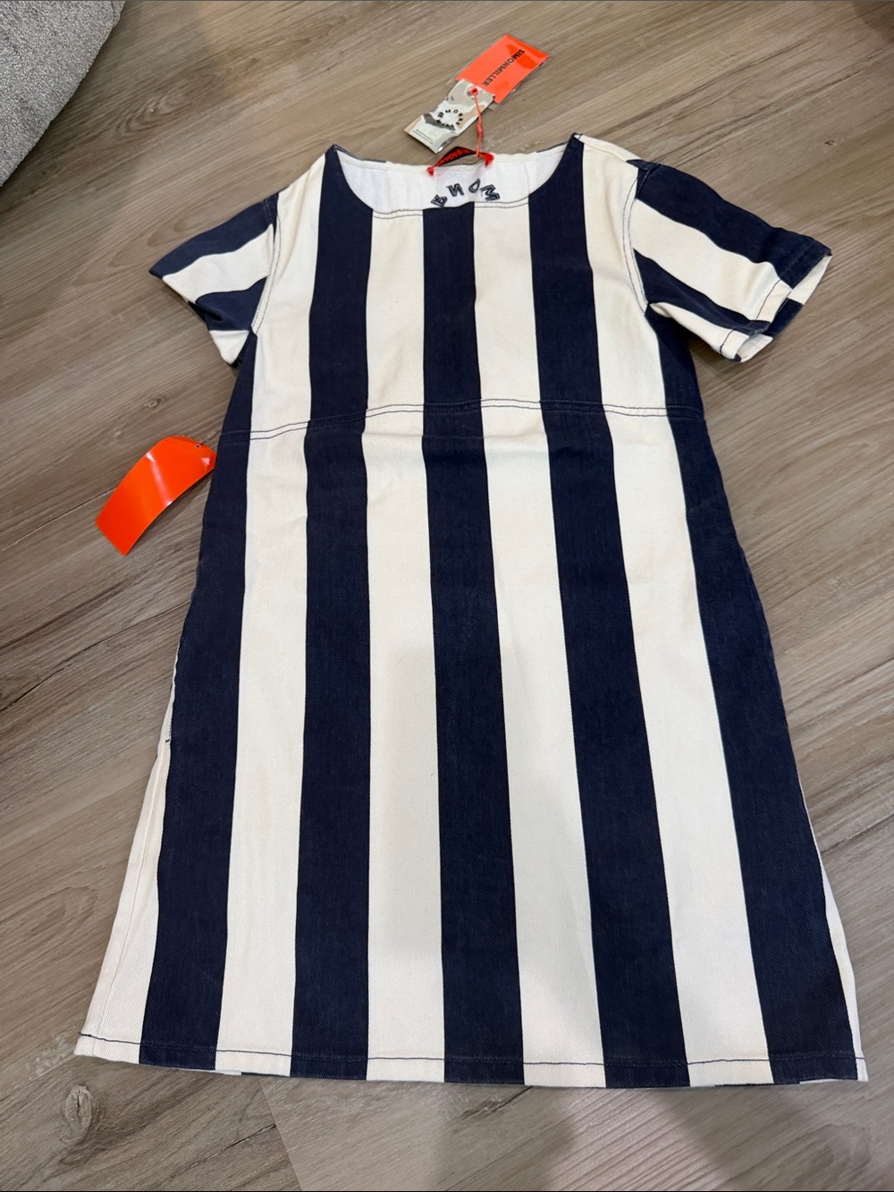 Simon Miller Navy and White Vertical Stripe Mini Dress